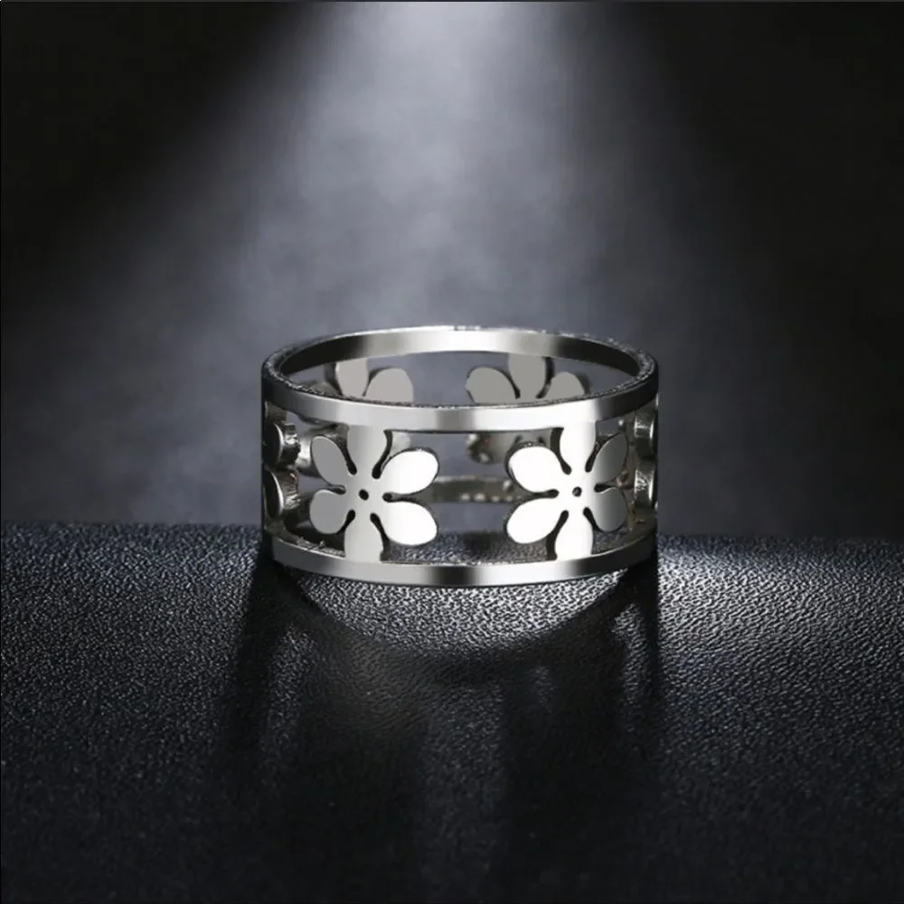 Stainless Steel Flower Ring
